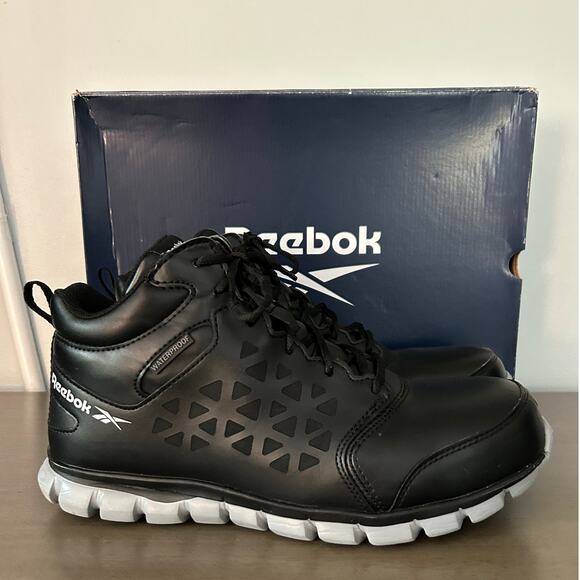 Reebok Sublite Cushion Work Waterproof Mid-Cut Boot Black/Gray Size 11W - Picture 3 of 10